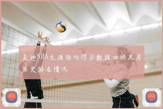 麦迪NBA生涯场均得分数据回顾及其历史排名情况